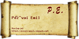 Pávai Emil névjegykártya